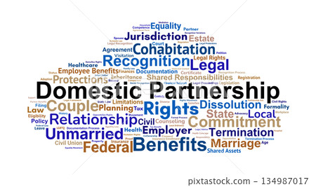 Domestic Partnership Word Cloud. Core Concepts on Legal Rights and Relationship Benefits Domestic Partnership Word Cloud. Core Concepts on Legal Rights and Relationship Benefits 134987017