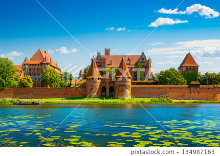 The Castle of the Teutonic Order in Malbork by the Nogat river. Poland 134987163