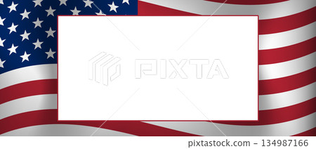 American flag background with blank white frame for design 134987166