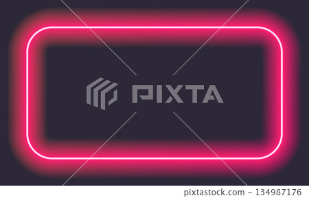 Neon pink rectangular frame with glowing halo effect Neon pink rectangular frame with glowing halo effect 134987176