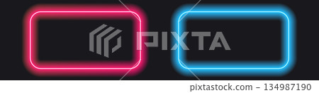 Neon halo frames in pink and blue for modern design 134987190