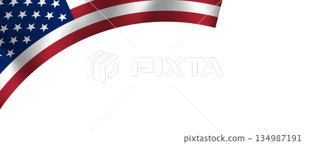 American flag with waving motion on white background 134987191