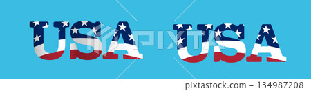 Usa text with american flag theme on blue background 134987208