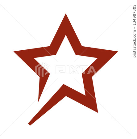 Red star outline on white background 134987305