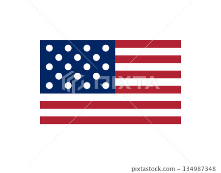 American flag with vintage style design elements 134987348