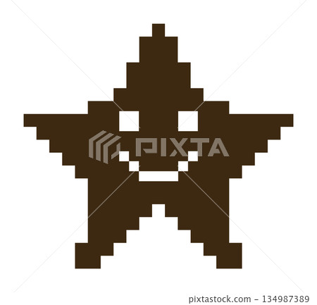 8-bit pixelated star character design with smiling face 8-bit pixelated star character design with smiling face 134987389