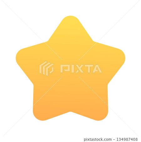 Minimalist yellow star shape with gradient effect on white background Minimalist yellow star shape with gradient effect on white background 134987408