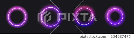 Neon halo circle with glowing eclipse effect for modern design Neon halo circle with glowing eclipse effect for modern design 134987475