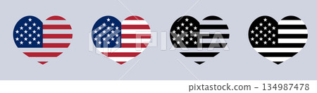 Patriotic heart design featuring american flag motif 134987478