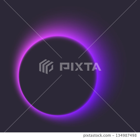 Neon eclipse with purple halo design concept Neon eclipse with purple halo design concept 134987498
