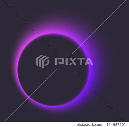 Neon eclipse with glowing halo for modern digital design Neon eclipse with glowing halo for modern digital design 134987501