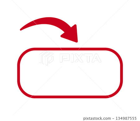 Red arrow and white rounded rectangle frame on white background Red arrow and white rounded rectangle frame on white background 134987555