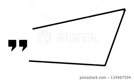 Geometric black quotation marks in white space with frame 134987594