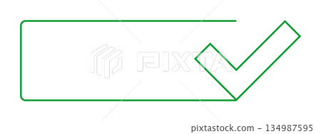 Simple green check mark with rectangular border 134987595