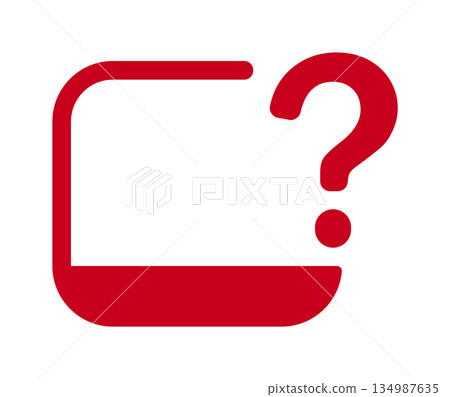Red question mark inside red square frame icon on white background 134987635