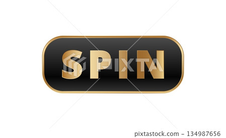Shiny gold spin button for modern digital interface design 134987656