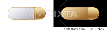 Dual-sided gold and silver pill-shaped bars: elegant and sleek metallic design concept 134987657