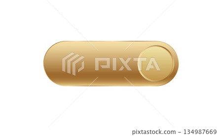 Gold toggle button with smooth surface and rounded shape for user interface design Gold toggle button with smooth surface and rounded shape for user interface design 134987669