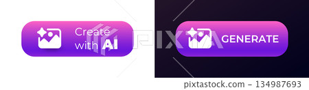 Purple button design with ai text and icon 134987693