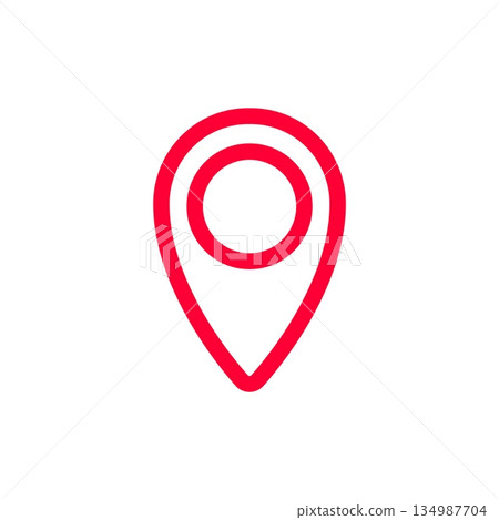 Simple red map location pin symbol for geographical position and direction indication Simple red map location pin symbol for geographical position and direction indication 134987704