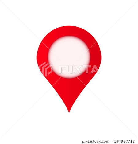 Red location pin icon with white center depicting navigation and mapping purposes 134987718