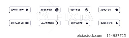 Simple user interface buttons for website navigation and interaction 134987725