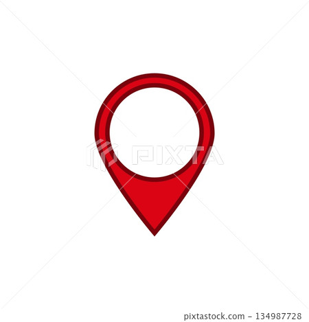 Red map pin icon symbolizing location and direction with minimalistic design and bold appearance Red map pin icon symbolizing location and direction with minimalistic design and bold appearance 134987728