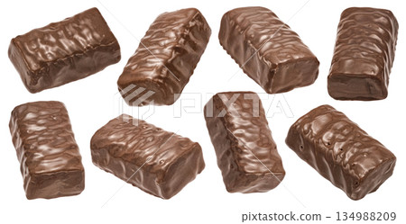 Chocolate candy bars isolated on white background, full depth of field, collection Chocolate candy bars isolated on white background, full depth of field, collection 134988209