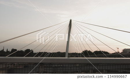 France,Strasbourg Modern bridge. Object of modern architecture. 134990667