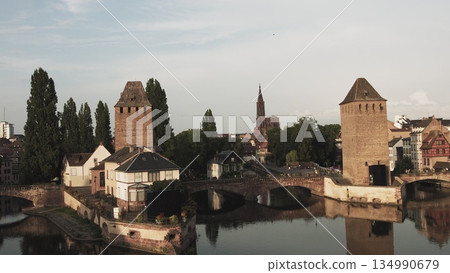 France,Strasbourg Ponts Couverts Ancient city on the water. large bridges on which people walk. France,Strasbourg Ponts Couverts Ancient city on the water. large bridges on which people walk. 134990679