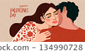 Happy romantic couple relationship. Love story. Valentines Day cute greeting card or poster. 134990728