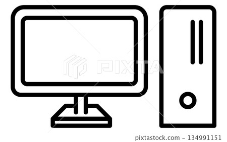 Desktop computer flat icon illustration - Stock Illustration [134991151 ...