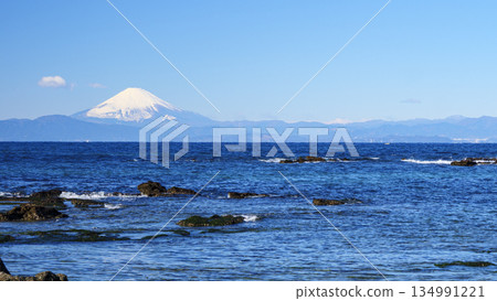 Mount Fuji as seen from Nagai Fishing Port in Yokosuka Mount Fuji as seen from Nagai Fishing Port in Yokosuka 134991221