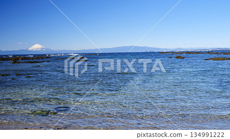 Mount Fuji as seen from Nagai Fishing Port in Yokosuka 134991222