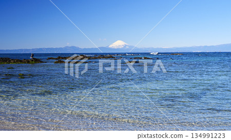 Mount Fuji as seen from Nagai Fishing Port in Yokosuka 134991223