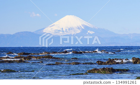Mount Fuji as seen from Nagai Fishing Port in Yokosuka Mount Fuji as seen from Nagai Fishing Port in Yokosuka 134991261