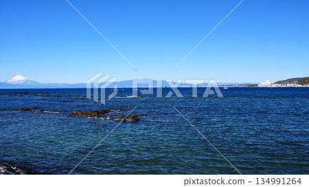 Mount Fuji as seen from Nagai Fishing Port in Yokosuka 134991264