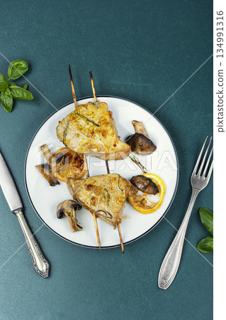 A gourmet dish of seared tuna. A gourmet dish of seared tuna. 134991316