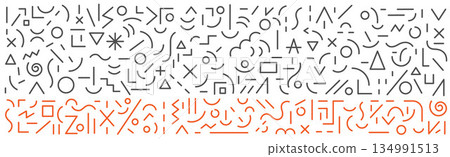 Flat lines figures faces creative education vector pattern background design element 134991513