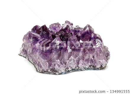 Amethyst Crystal Druse macro mineral on white background Amethyst Crystal Druse macro mineral on white background 134991555
