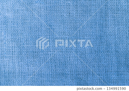 texture fabric burlap for sewing blue background color macro 134991590