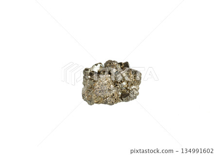 pyrite mineral stone macro on white background 134991602
