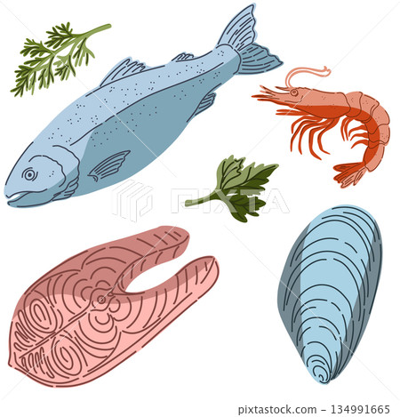 vector illustration of fish and seafood logo 134991665