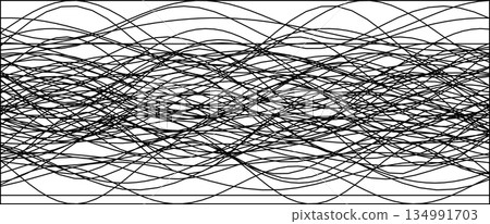 Dynamic curved line pattern with intersecting black waves 134991703