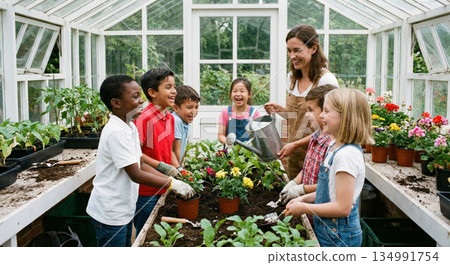 Kids Learn to Plant Flowers Kids Learn to Plant Flowers 134991754