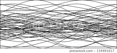 Chaotic black lines in abstract wave pattern design 134991817