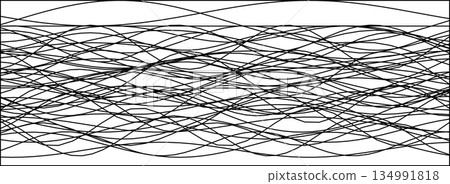Abstract black waves on white background - chaotic line art design 134991818