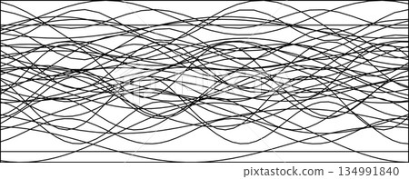 Abstract black and white line waves on a minimalist canvas 134991840