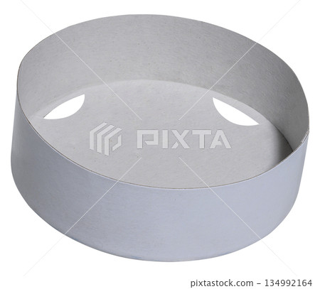 Empty round cardboard packaging box on isolated background 134992164