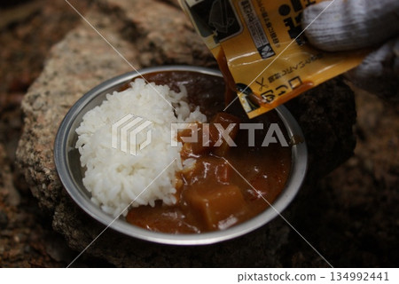 盛在石頭上的熱咖哩飯 盛在石頭上的熱咖哩飯 134992441